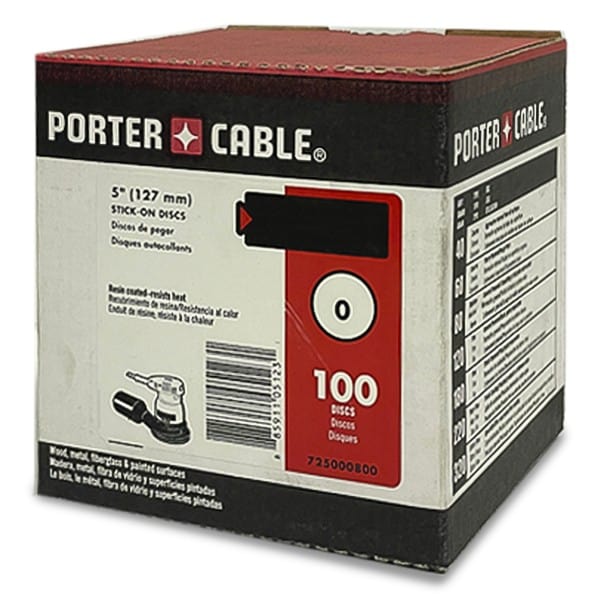 Porter Cable Palm Sanding Discs 5” no Hole - 80 Grit Box of 100 pcs