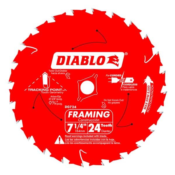 DIABLO 7-1/4" x 24 th. Framming Saw Blade